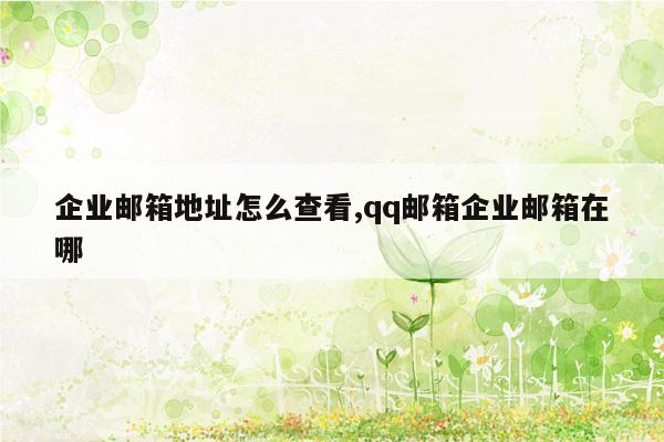 企业邮箱地址怎么查看,qq邮箱企业邮箱在哪