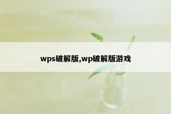 wps破解版,wp破解版游戏