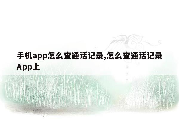 手机app怎么查通话记录,怎么查通话记录App上