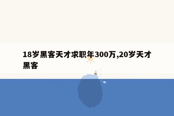 18岁黑客天才求职年300万,20岁天才黑客