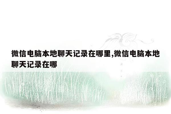 微信电脑本地聊天记录在哪里,微信电脑本地聊天记录在哪