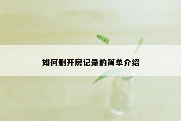 如何删开房记录的简单介绍