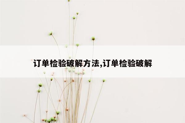 订单检验破解方法,订单检验破解