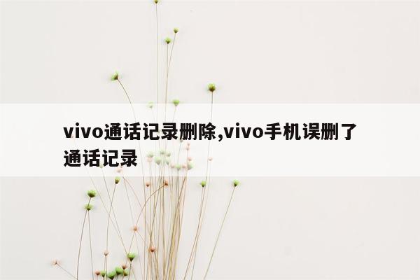 vivo通话记录删除,vivo手机误删了通话记录