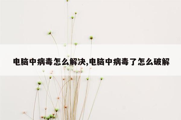 电脑中病毒怎么解决,电脑中病毒了怎么破解