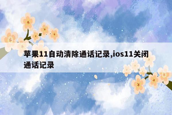 苹果11自动清除通话记录,ios11关闭通话记录