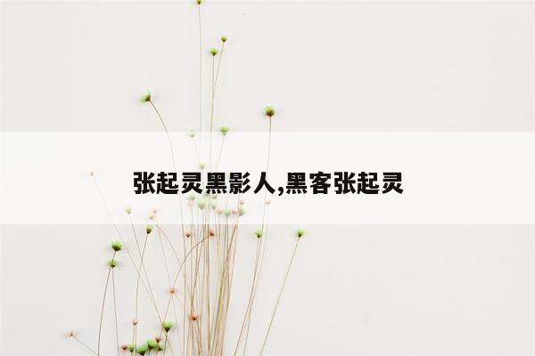 张起灵黑影人,黑客张起灵