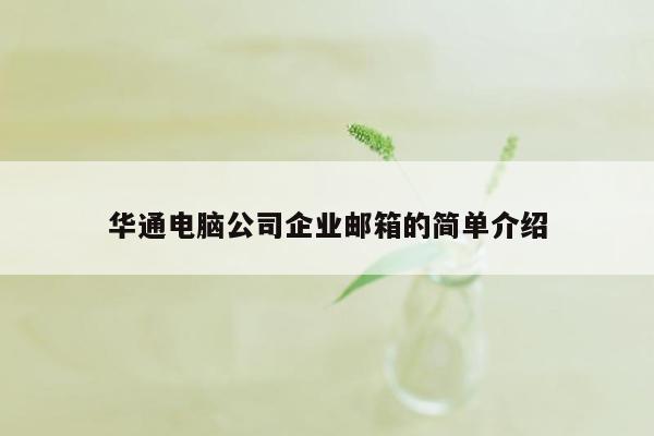 华通电脑公司企业邮箱的简单介绍