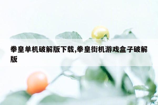 拳皇单机破解版下载,拳皇街机游戏盒子破解版