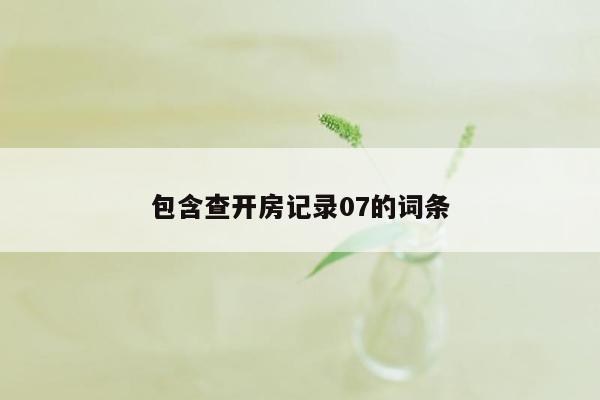 包含查开房记录07的词条