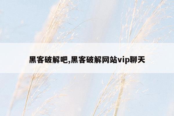 黑客破解吧,黑客破解网站vip聊天