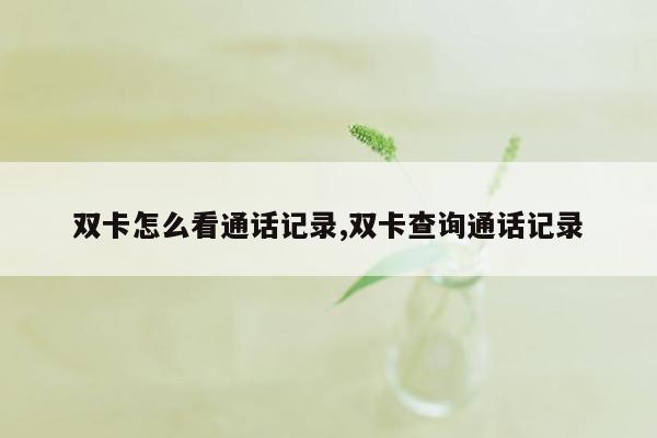 双卡怎么看通话记录,双卡查询通话记录