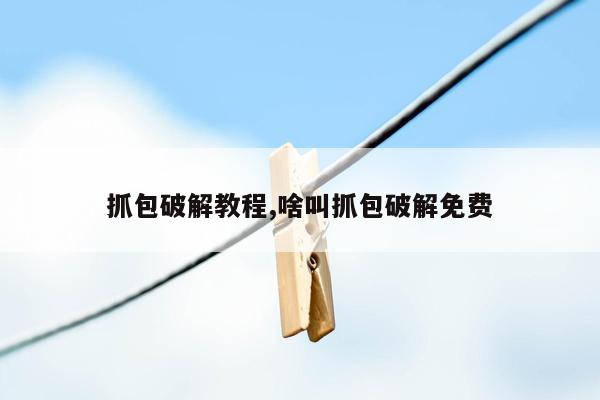 抓包破解教程,啥叫抓包破解免费