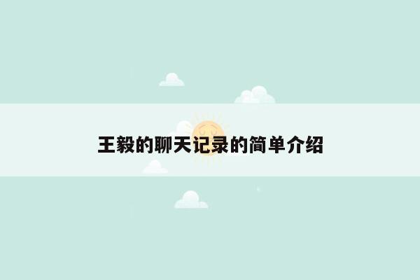 王毅的聊天记录的简单介绍