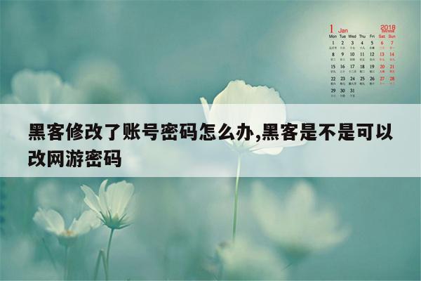 黑客修改了账号密码怎么办,黑客是不是可以改网游密码