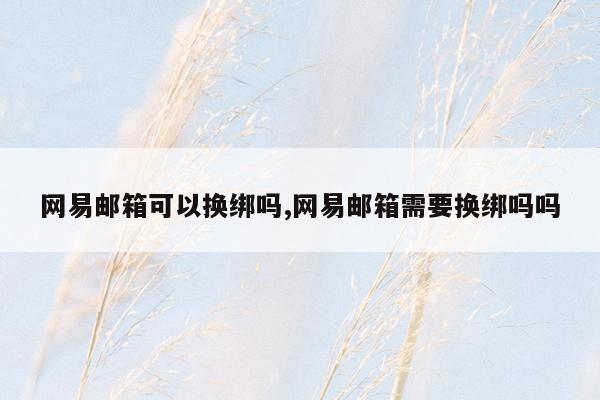 网易邮箱可以换绑吗,网易邮箱需要换绑吗吗