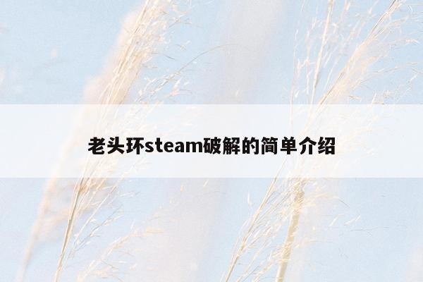 老头环steam破解的简单介绍