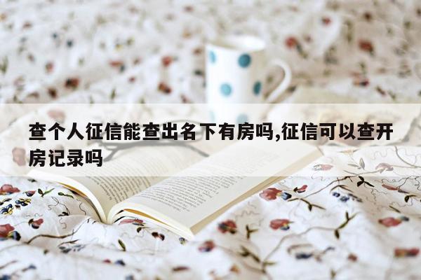 查个人征信能查出名下有房吗,征信可以查开房记录吗