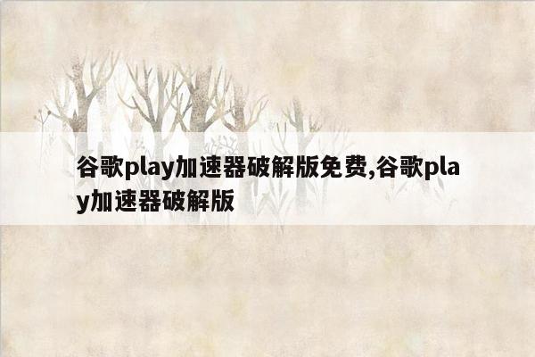 谷歌play加速器破解版免费,谷歌play加速器破解版