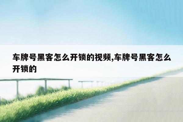 车牌号黑客怎么开锁的视频,车牌号黑客怎么开锁的