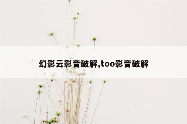 幻影云影音破解,too影音破解