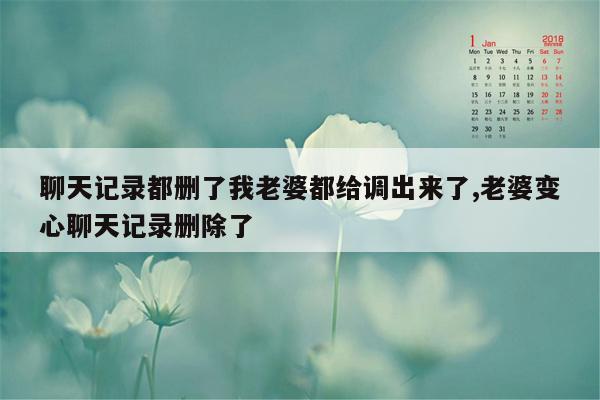 聊天记录都删了我老婆都给调出来了,老婆变心聊天记录删除了