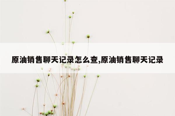 原油销售聊天记录怎么查,原油销售聊天记录