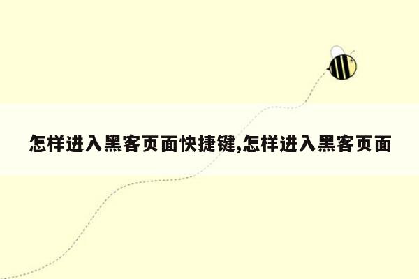 怎样进入黑客页面快捷键,怎样进入黑客页面