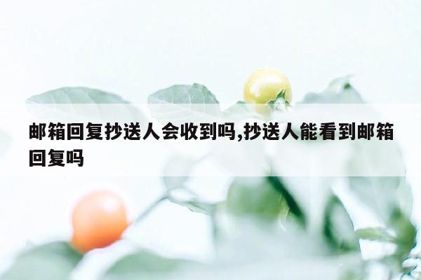 邮箱回复抄送人会收到吗,抄送人能看到邮箱回复吗