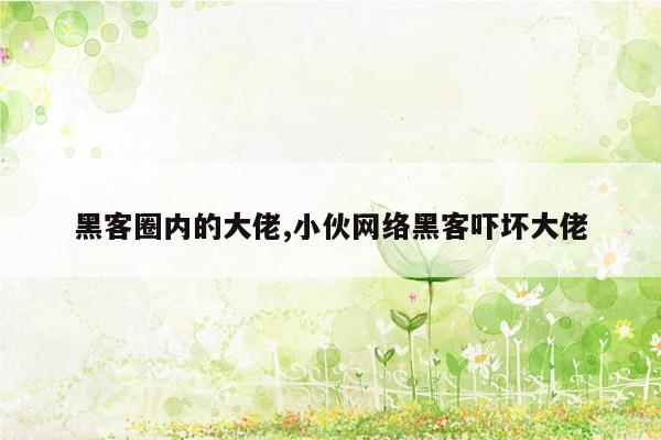 黑客圈内的大佬,小伙网络黑客吓坏大佬