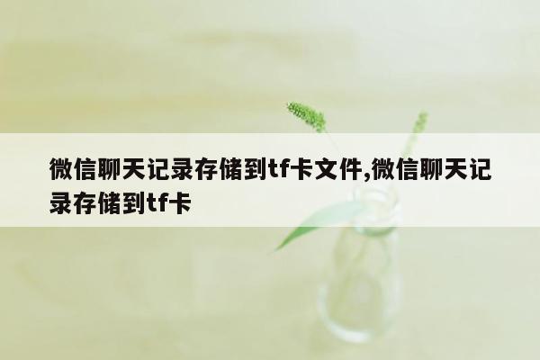 微信聊天记录存储到tf卡文件,微信聊天记录存储到tf卡