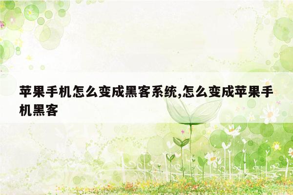 苹果手机怎么变成黑客系统,怎么变成苹果手机黑客