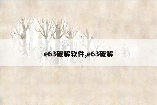 e63破解软件,e63破解