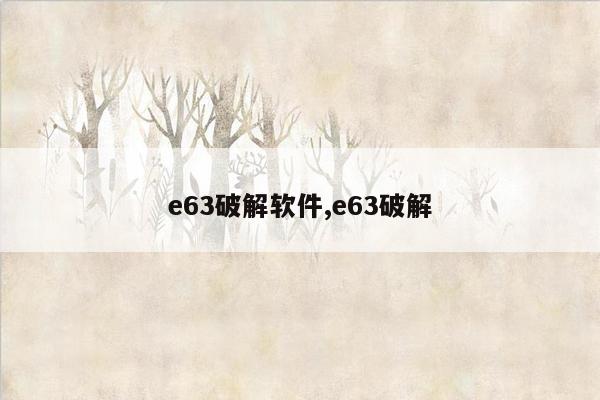 e63破解软件,e63破解