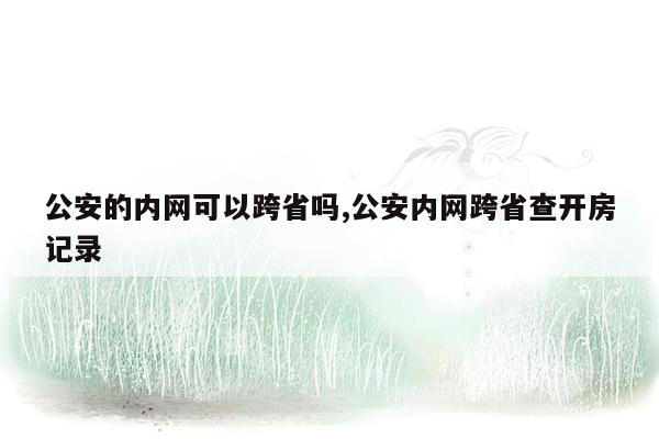 公安的内网可以跨省吗,公安内网跨省查开房记录