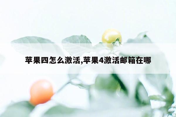 苹果四怎么激活,苹果4激活邮箱在哪