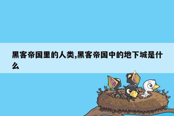 黑客帝国里的人类,黑客帝国中的地下城是什么