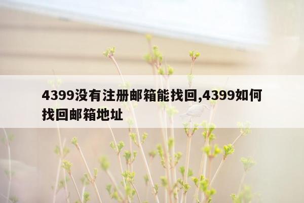 4399没有注册邮箱能找回,4399如何找回邮箱地址