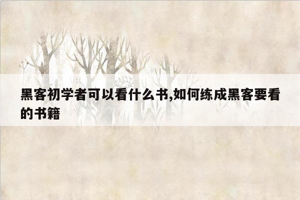 黑客初学者可以看什么书,如何练成黑客要看的书籍