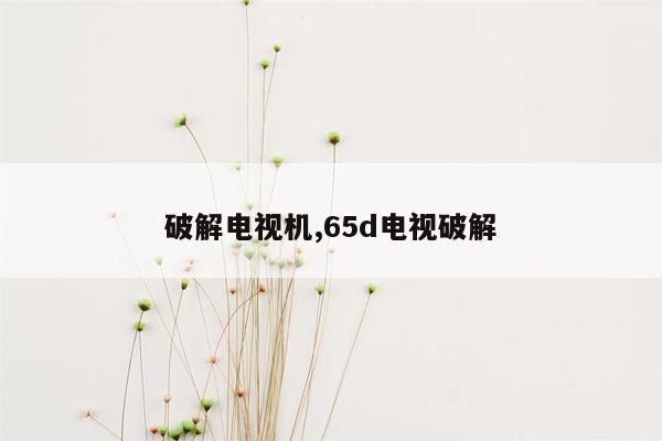 破解电视机,65d电视破解