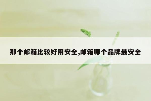 那个邮箱比较好用安全,邮箱哪个品牌最安全