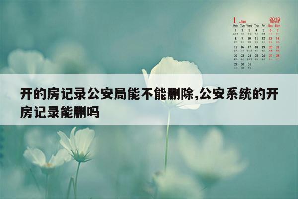 开的房记录公安局能不能删除,公安系统的开房记录能删吗