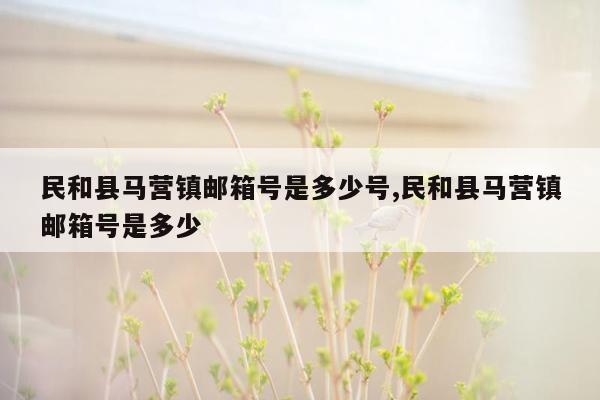 民和县马营镇邮箱号是多少号,民和县马营镇邮箱号是多少