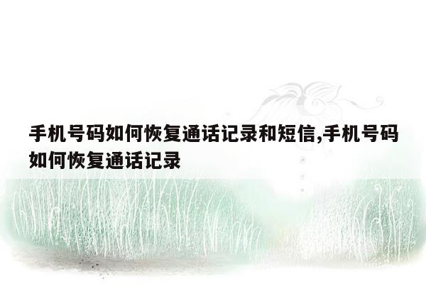 手机号码如何恢复通话记录和短信,手机号码如何恢复通话记录