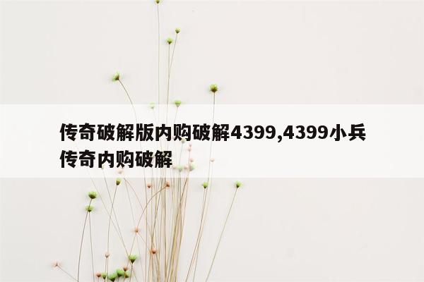 传奇破解版内购破解4399,4399小兵传奇内购破解