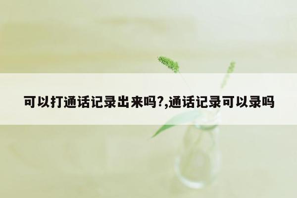 可以打通话记录出来吗?,通话记录可以录吗