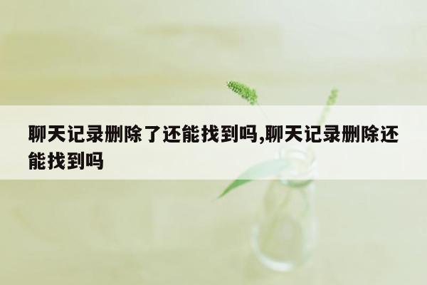 聊天记录删除了还能找到吗,聊天记录删除还能找到吗