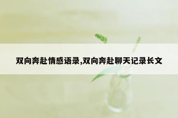 双向奔赴情感语录,双向奔赴聊天记录长文