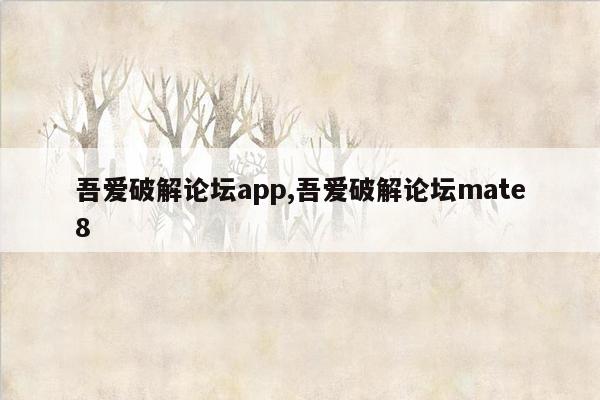 吾爱破解论坛app,吾爱破解论坛mate8