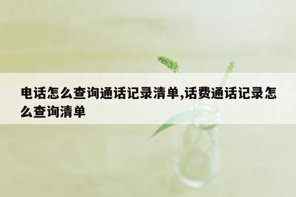 电话怎么查询通话记录清单,话费通话记录怎么查询清单